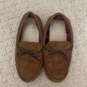 Wonder Nation Boy Bedroom Moccasin Loafer Slippers Tan Brown Size 4/5